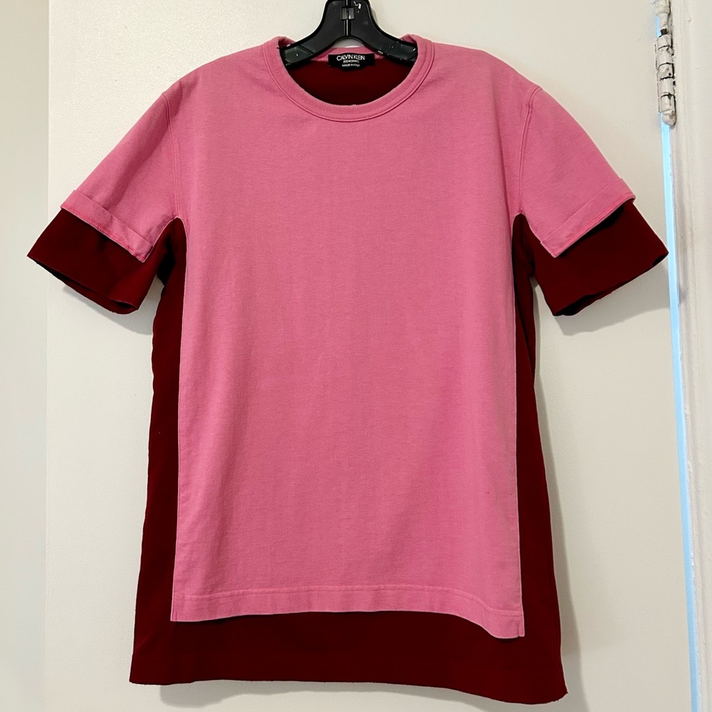 205W39NYC Raf Simons Calvin Klein Pink and Red Short Sleeve Tee